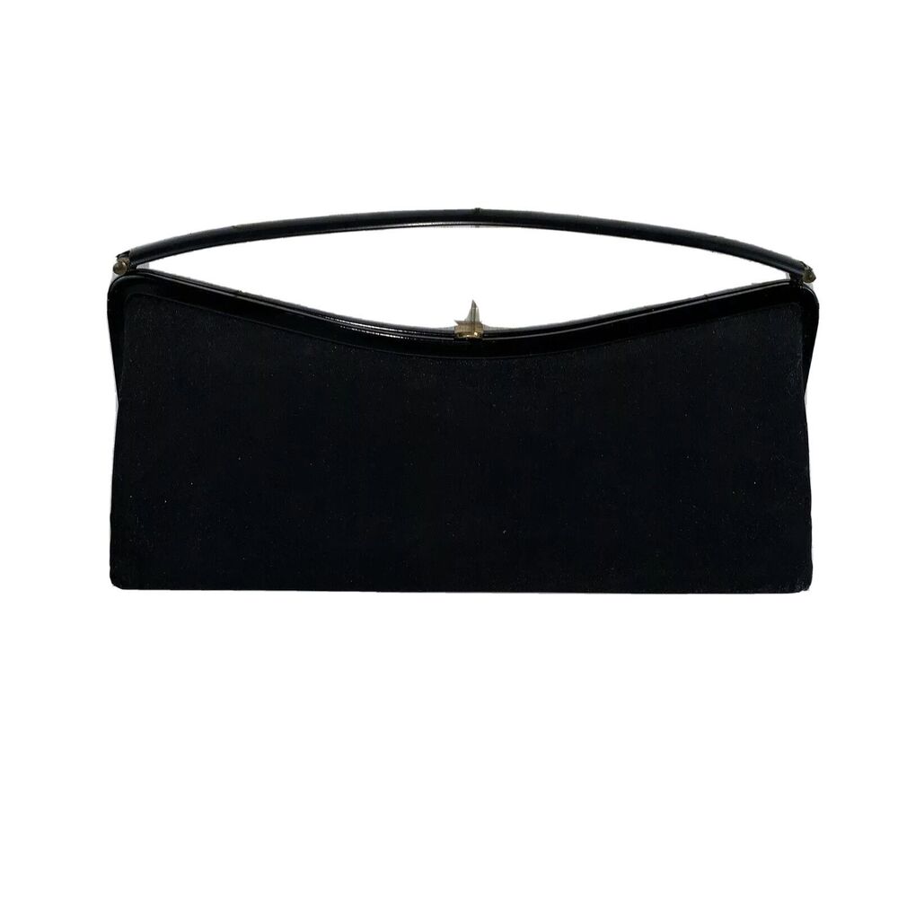 Vintage Bobbie Jerome Black Evening Handbag with Collapsible Handle Vintage